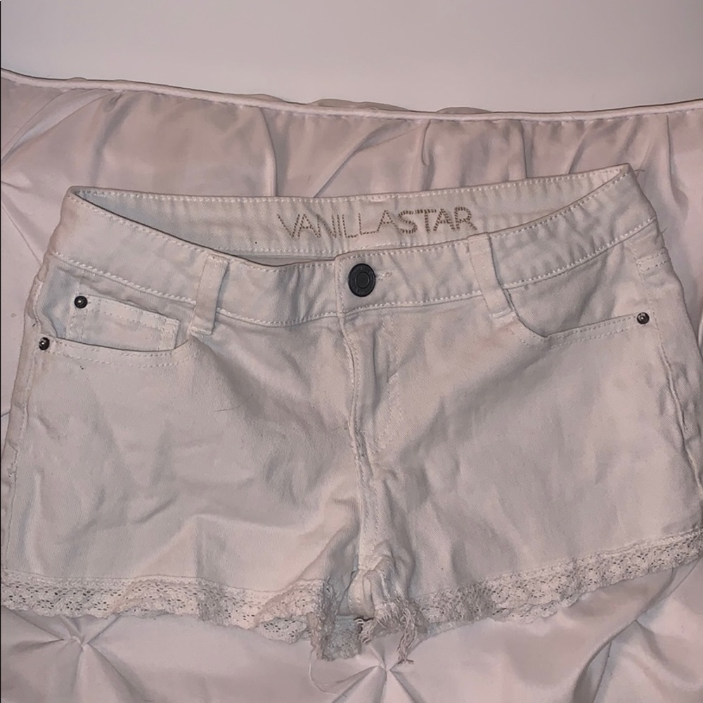 White Shorts Lace Trim